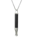 Mindfulness ademhaling ketting roestvrij staal hout meditatie fluit anti-angst hanger - Ebbenhout Zilver Afneembaar