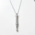 Anxiety relief breathing whistle necklace in titanium steel, minimalist meditation jewelry pendant. - Silver
