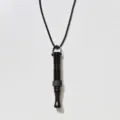 Stainless steel anxiety breathing necklace meditation mindfulness stress relief pendant jewelry - Black