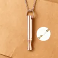 Rose gold stainless steel mindfulness breathing whistle pendant necklace for anxiety relief. - Pearl-Style Link Chain / Rose Gold