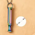 Stainless steel anxiety breathing meditation necklace pendant with inner structure detail view - Pearl-Style Link Chain / Rainbow