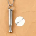 Stainless steel meditation breathing whistle pendant necklace mindfulness anxiety relief jewelry - Pearl-Style Link Chain / Steel