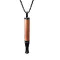 Solid wood anxiety breathing necklace meditation mindfulness whistle titanium steel stress relief - Beech Black Detachable