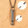 Stainless steel meditation mindfulness pendant necklace titanium steel breathing whistle. - Pearl-Style Link Chain / Black