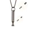 Mindfulness Breathing Necklace Anxiety Relief Whistle Stainless Steel Pendant Jewelry New - Black Detachable