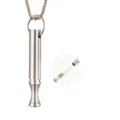 Titanium steel mindfulness breathing whistle necklace pendant, anxiety relief and stress tool. - Silver Detachable