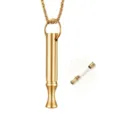 Gold meditation breathing whistle necklace titanium steel anti smoking mindfulness jewelry pendant - Gold Detachable