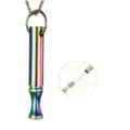 Rainbow stainless steel mindfulness breathing necklace anxiety relief meditation tool pendant. - Iridescent Detachable