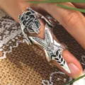 Gotische punk schedel draak gewrichtsring detailopname, vintage rock metalen vinger sieraden. - Verstelbare Open Maat / Schedel Gewricht Ring 3