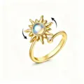 Goldener Ring mit drehbarer Sonne für Damen, verstellbarer Mondstein Modeschmuck Alltag. - Rotierender Sonnenring - Gold Schillernd