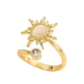 Modischer goldener offener Ring Sonnendesign Katzenauge Zirkon Nischen Schmuck für Damen - Rotierender Sonnen Katzenauge Ring - Gold