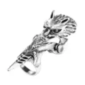 Punk gotische drakenklauw scharnierende ring, vintage zilver metalen harnas ring voor rock. - Open Verstelbaar / Wolfshoofd Gewricht Ring 13