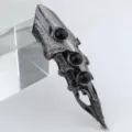 Gotische punk volledige vinger harnas ring met zwarte stenen en coole drakenklauw. - Open Verstelbaar / Zwart Gewricht