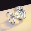 Koreaanse stijl koppel ringen set zilver kubieke zirkonia verstelbare open ringen voor - Herenstijl / Liefde Sprankelend Zirkoon Heren