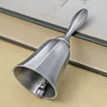 Retro metal hand bell detail view showing vintage silver finish and exquisite craftsmanship. - Glossy / 10x4.5cm / Antique Pewter