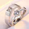 Set Koreaanse koppel ringen minimalistische elegante zirkonia verstelbare zilveren ringen - Herenstijl / Klassiek Vier- & Zespoot