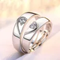 Koreaanse stijl paar ringen set minimalistische elegante zirkon open verstelbare ringen - Herenstijl / Hartpuzzel