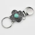 Clip de chapeau en métal fleur turquoise vintage, accessoire de sac polyvalent pour voyage. - 8