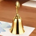 Vintage gold metal hand bell for restaurant service, classroom call and desktop decoration. - Glossy / 10x4.5cm / Gold