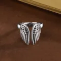 Bague Ouverte Plume Argent Style Vintage Hip-Hop Personnalisable Bijou Accessoire - Ouvert Ajustable / Style Plume d'Ange Symétrique