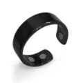 Magnetic health ring with adjustable open design, sleek black finish and embedded stones. - 4 Magnets Black