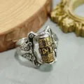 Bague homme vintage rotative mantra six mots argent garuda punk couple bijoux bague - Réglable / Mantra Rétro 2