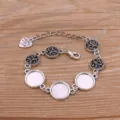 DIY Legering Armband Leeg Basis 12mm Ronde Cabochon Schaal Sieraden Maken Accessoire - Stijl 1 - 12mm Schaal / Antiek Zilver