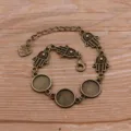 Antiek Brons Hamsa Hand Armband Blanco 12mm Cabochon Tray DIY Sieraden Maken Accessoire - Stijl 2 - 12mm Schaal / Antiek Brons