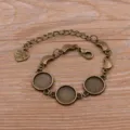 DIY bronze alliage bracelet vierge plateau sertissage bijoux fabrication accessoires 12mm - Style 4 - Plateau 12mm / Bronze Antique