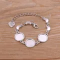 Base de bracelet vierge en alliage DIY avec des breloques lune et des supports de 12mm. - Style 4 - Plateau 12mm / Argent antique