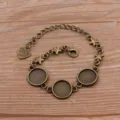 Bracelet plateau vide DIY en bronze antique avec breloques étoiles et pendentif cœur. - Style 5 - Plateau 12mm / Bronze Antique
