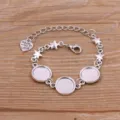 Bracelet vierge en alliage DIY avec trois plateaux ronds de 12 mm et breloques pour bijoux. - Style 5 - Plateau 12mm / Argent antique