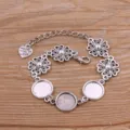 DIY Alliage Bracelet Vierge Support Base Fleur Bijou Accessoire Cabochon 12mm - Style 7 - Plateau 12mm / Argent antique