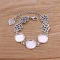 DIY alliage argent plateau de lunette vide bracelet base 12mm cabochon reglage bijou accessoire - Style 9 - Plateau 12mm / Argent antique