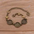 DIY bronze alliage plateau de bracelet bélière vide 12mm cabochon verre réglage composant de bijoux - Style 10 - Plateau 12mm / Bronze Antique