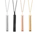 Stainless steel mindful breathing necklace anxiety relief pendant meditation jewelry for women men - 4-Piece Set 50+5cm Cross Chain