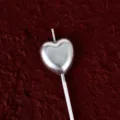 Bougie gateau en forme de coeur argente pour decoration romantique de fete et declaration - Bougie en forme de cœur / Argent