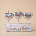Silbernes Herz Form Kerze Tortenaufsatz love you romantische Party Dekoration neu - Kerze Silber Herz Love You 3 Stk