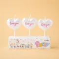 Valentinstag Herzform Kuchen Kerzen mit Love You Druck und Suesse Geschenkschachtel Set - Perlmutt Weiß Love You Herz Kerze 3Stk