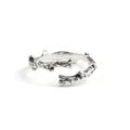 Vintage silver plated twig branch open ring, detailed textured leaf band jewelry gift. - Thorns Ring 3