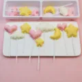 Colorful heart star cloud moon chocolate cake decoration lollipop variant for sweet baking - Chocolate Heart & Cloud Style / 18 Pieces/Pack / Colorful