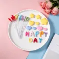 Decorazione torta colorata con lettere HAPPY, accessori per feste di compleanno stile dopamina. - Cioccolato HAPPY Dopamina Compleanno Pacchetto da 2 Set / Set 2 / Colorato