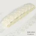 Beige lace trim embroidery ribbon 40mm wide 10 yards DIY sewing craft clothing accessory - 40mm Width 10 Yards Pack / Beige