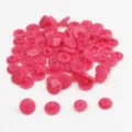 Bright pink plastic resin snap buttons for DIY sewing crafts, garments, and clothing accessories. - Nail Head Large Snap*2 12mm Nail Head Counter Snap*2 10.5mm 1 Set 4pcs 20 Sets/Pack / Dark Rose Red