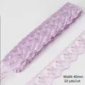 Purple lace trim for sewing, 40mm wide 10 yards embroidery ribbon for DIY crafts clothing. - 40mm Width 10 Yards Pack / Light Purple