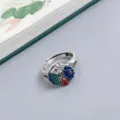 Anillo Ajustable de Esmalte Cloisonne Pez Koi Loto para Mujer Joyería Estilo Vintage Retro - Estilo 8