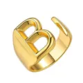 Vergulde messing initiaal B open ring, verstelbare paar statement mode sieraden. - Goud / Letter B