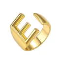 Stijlvolle gouden open ring met letter E van koper, verstelbare alfabet sieraden voor unisex - Goud / Letter E