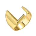 Gouden open ring met geometrisch letterontwerp, verstelbaar koppel sieraden detail. - Goud / L