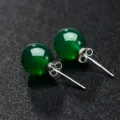 Groene chalcedoon bal oorknopjes met verzilverde pinnen voor dames sieraden mooi - Groene Agaat (Paar) / 8mm / Groen